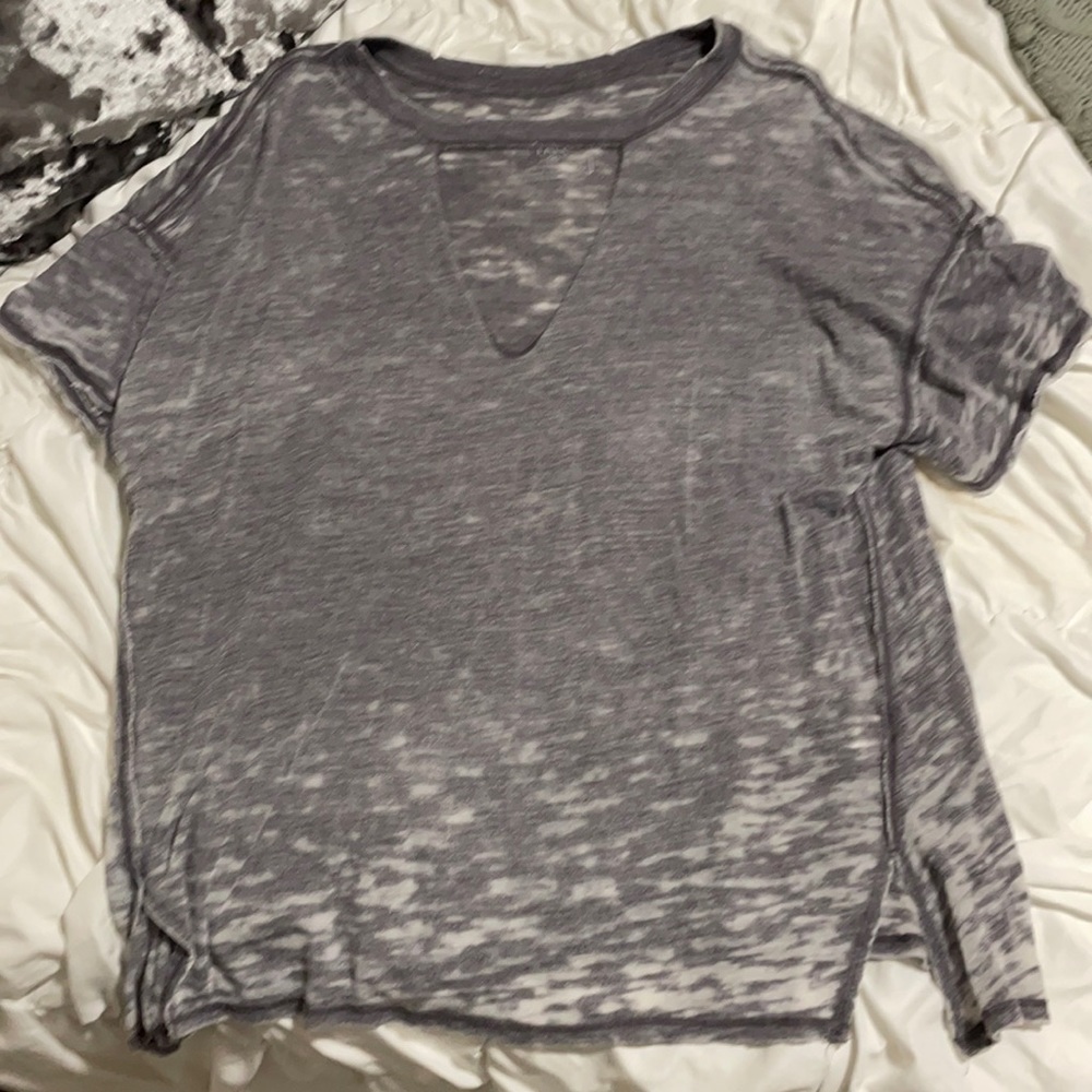 Free people intentionally distressed gray tshirt